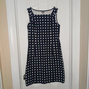 2/$12 Ann Taylor Women's Sz 8P Sheath Dress Blue Sleeveless Square Neck Pockets